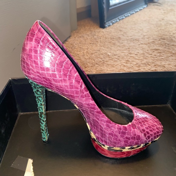Brian Atwood Multi Color Snake Platform Pumps - Picture 3 of 8
